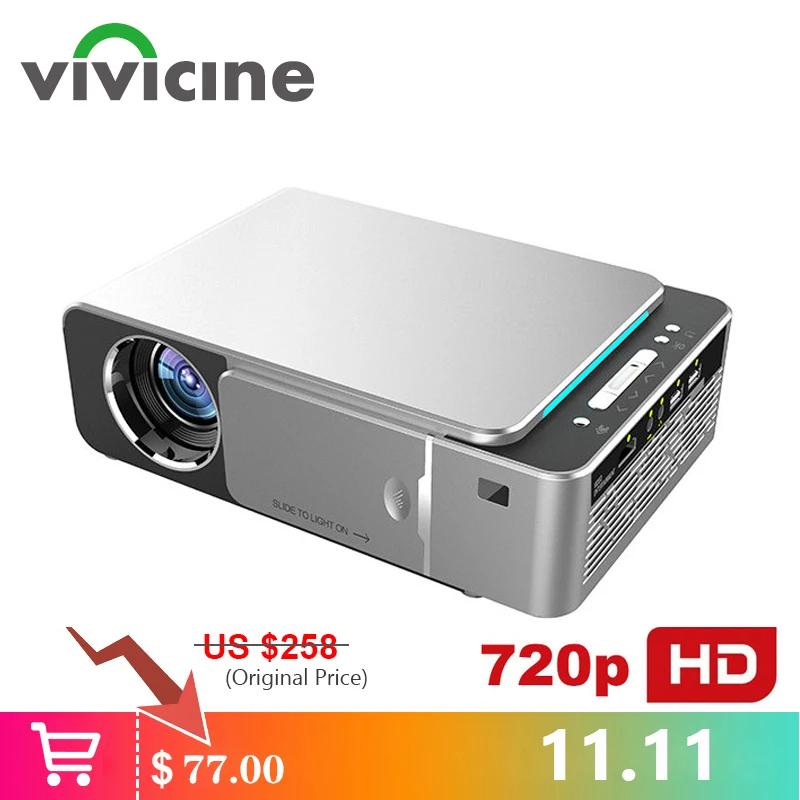 VIVICINE новейший V200 1280X720P светодиодный HD проектор, опционально Android 7,1 Bluetooth, поддержка 4K Wifi HDMI USB ЖК-проектор для домашнего кинотеатра