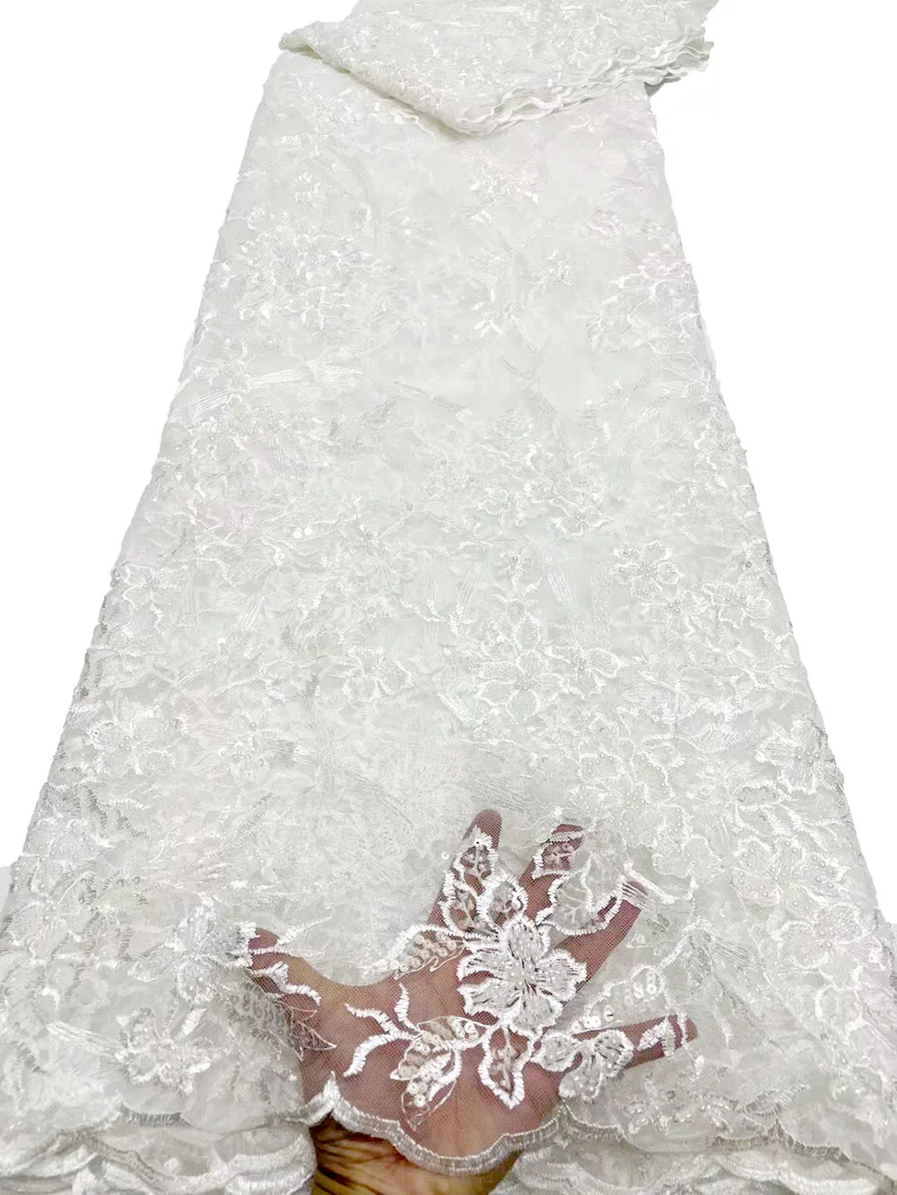 

Новейшие бусины Wihte ручной работы, Тюлевое кружево, Африканское кружево 2022, высококачественные нигерийские кружевные ткани, Сетчатое кружево для вечернего платья