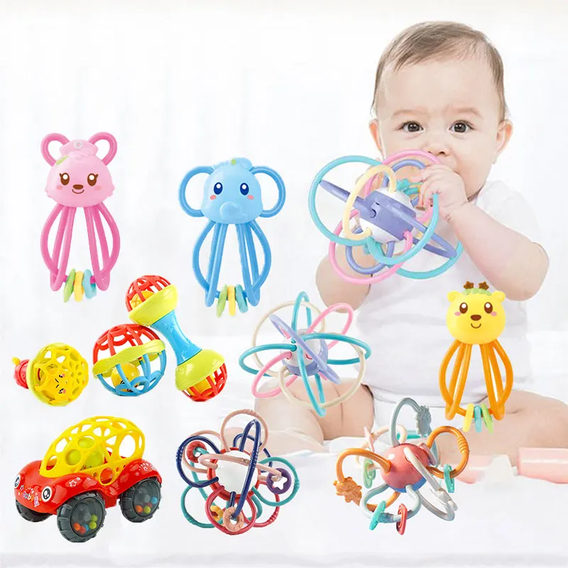 Baby Toys for Toddlers 0 12 Months Infant Bed Rattle Bell Soft Teether Plastic Ball Activity Game Juguetes Bebe Boys Girls Gift