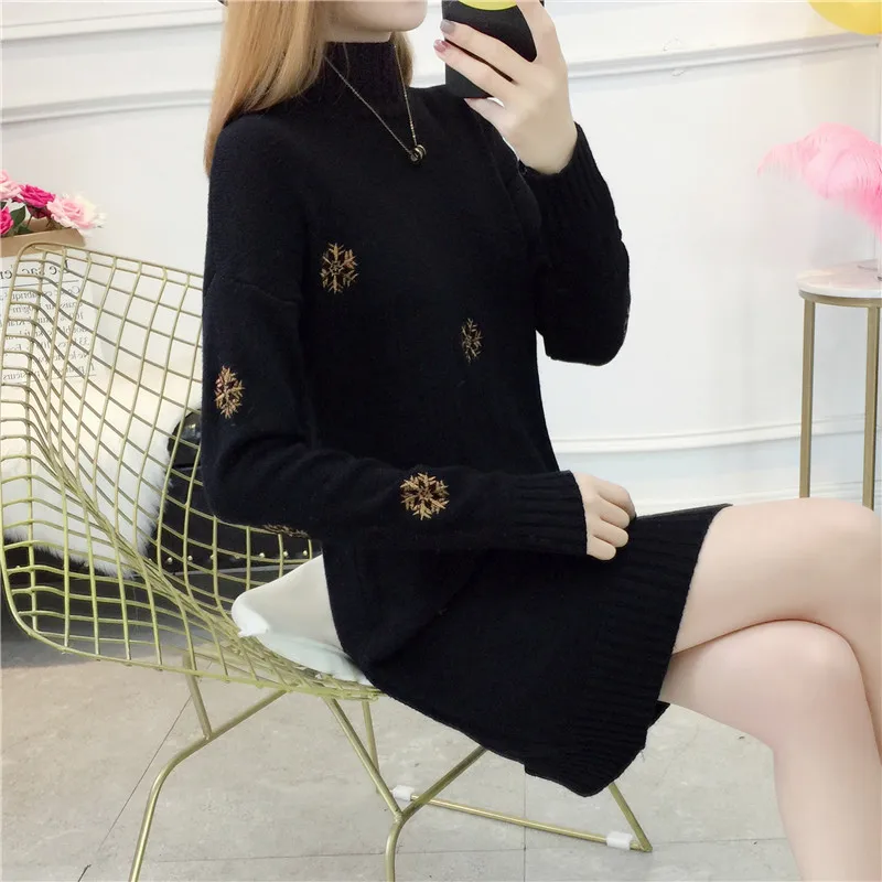 Женский свитер с полуводолазкой из искусственного норкового кашемира свободное