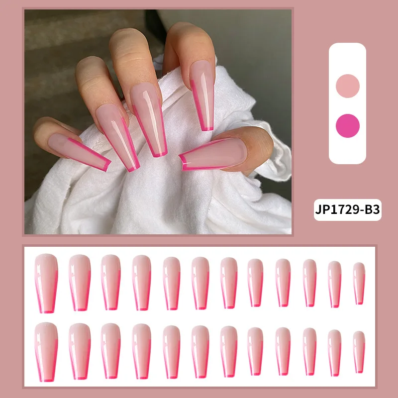 

24 шт., съемные Пластыри для ногтей, с длинным покрытием