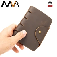 mva man purse wallet retro crazy horse leather mens wallets luxury designer short male wallets pocket cards passport cover 7417