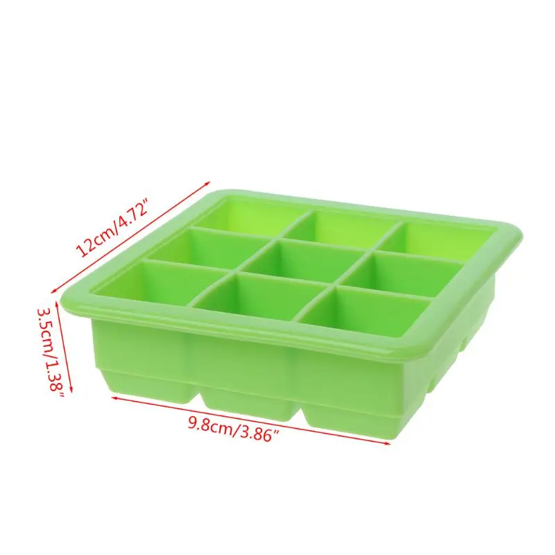 

9 Grids Ice Cubes Tray Ice Cube Soft Silicone Mold Storage Containers Heat Cold Resistant Cookie Fondant Household Baking Tool