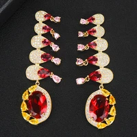 jimbora new charms multicolor aaa crystal dangle gold earrings trendy statement water drop earrings for women fashion jewelry