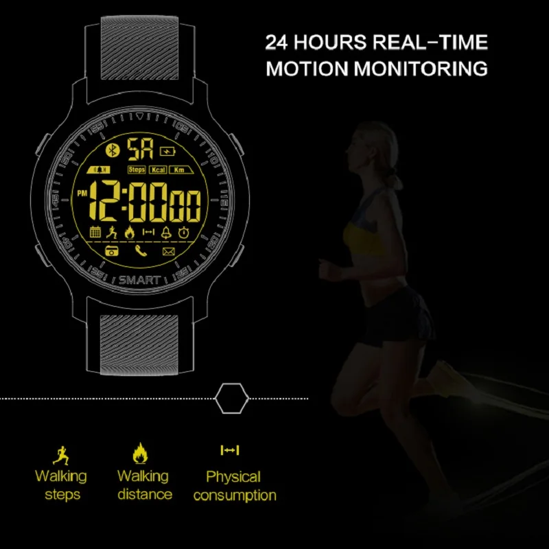 New men's and women's sports smart watch pedometer phone information alarm clock Bluetooth waterproof luminous dial long standby |