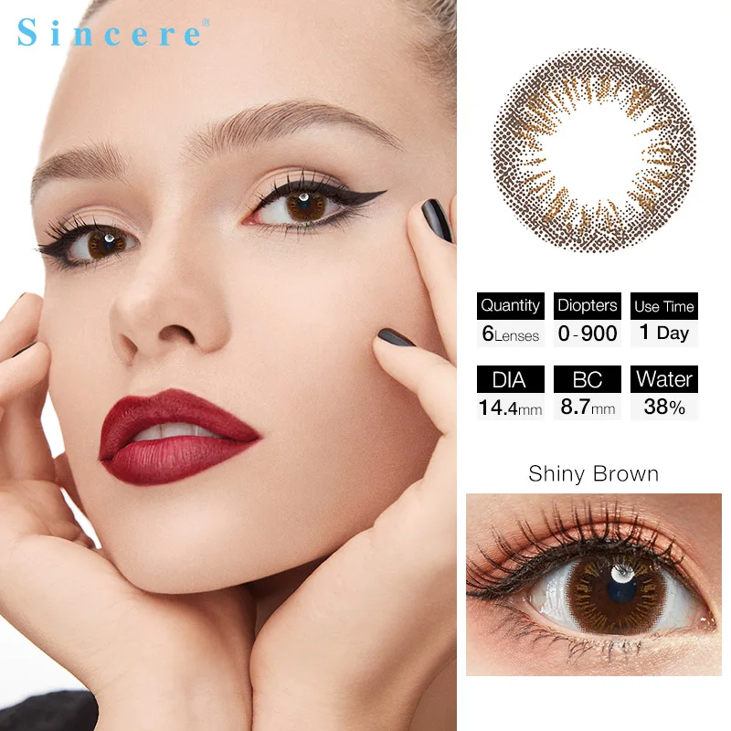 

Sincere vision Colorful Contact Lenses for eyes exclusive soft Makeup big pupil 14.5mm 6pcs/box Myopia prescription degree