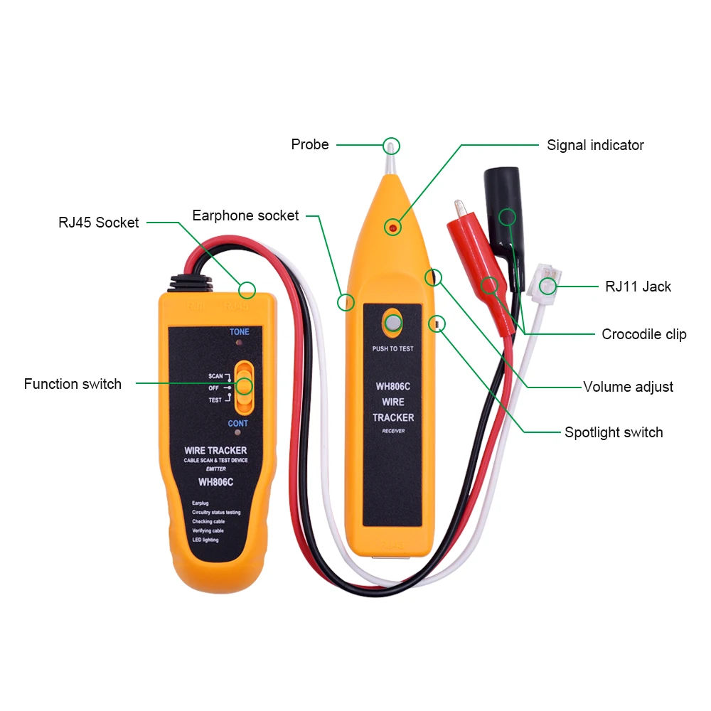 Кабельный тестер CHIPAL WH806C устройство для диагностики сетевого кабеля Cat5 Cat6 RJ11 RJ45