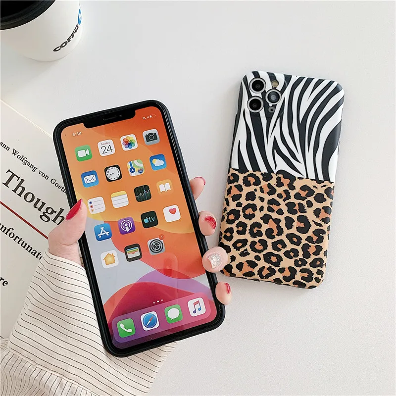 

LUPWAY Leopard Print Pattern Phone Case For iPhone 11 Pro X XR XS Max SE 2020 8 7 Plus Lens Protection Animals Soft IMD Cover