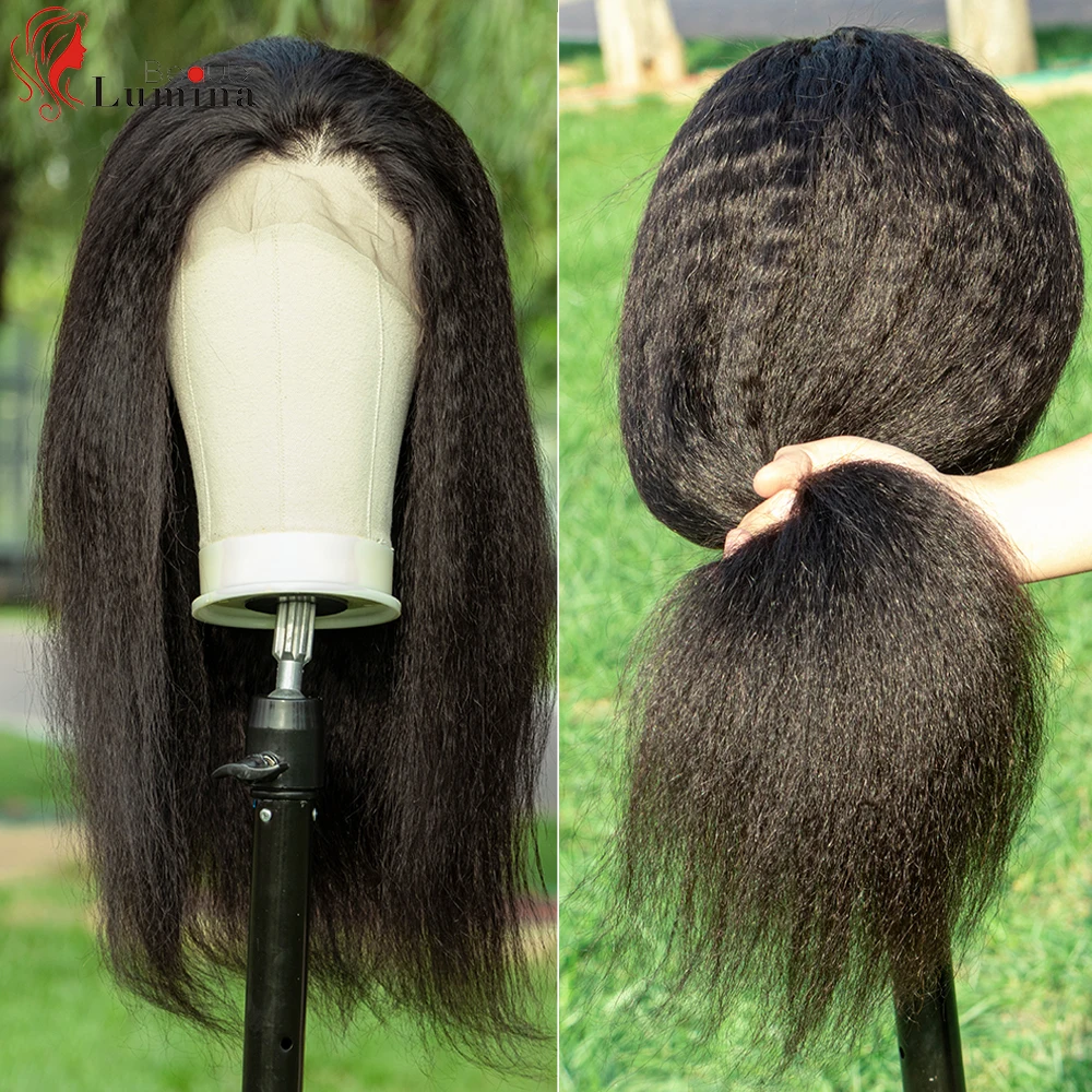 Прямой парик Yaki 13x4 парики из человеческих волос на сетке спереди для женщин