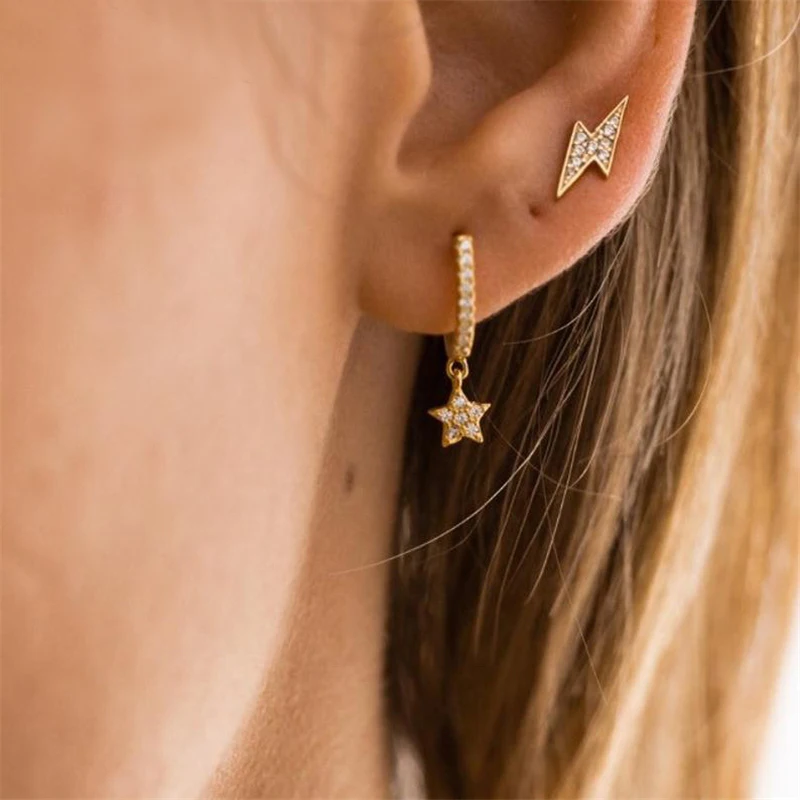 Женские серьги с радужной молнией простые серьги-подвески серебристого цвета