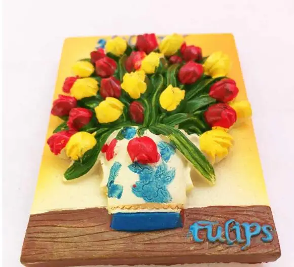 Нидерланды Амстердам тюльпаны ветряная меница 3D магниты на холодильник