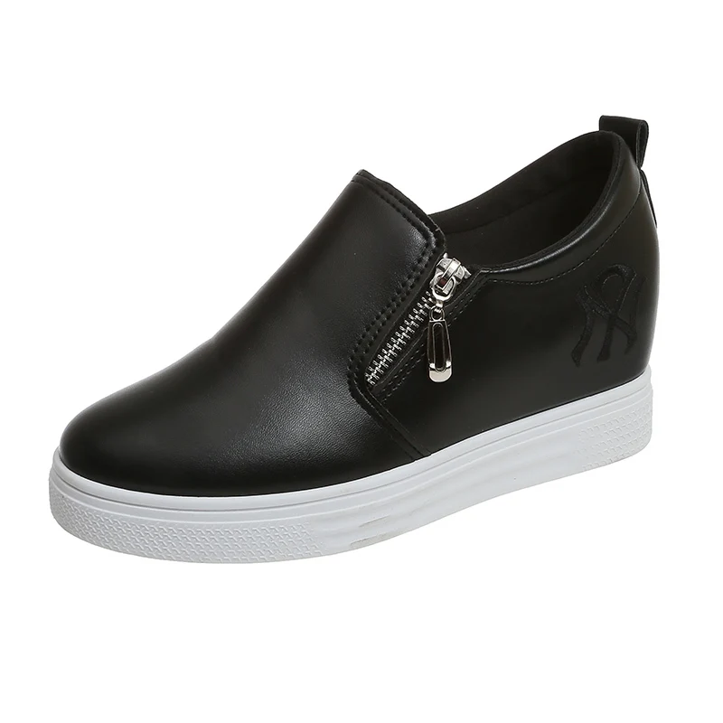 Кроссовки женские кожаные на платформе Повседневная дышащая обувь без застежки