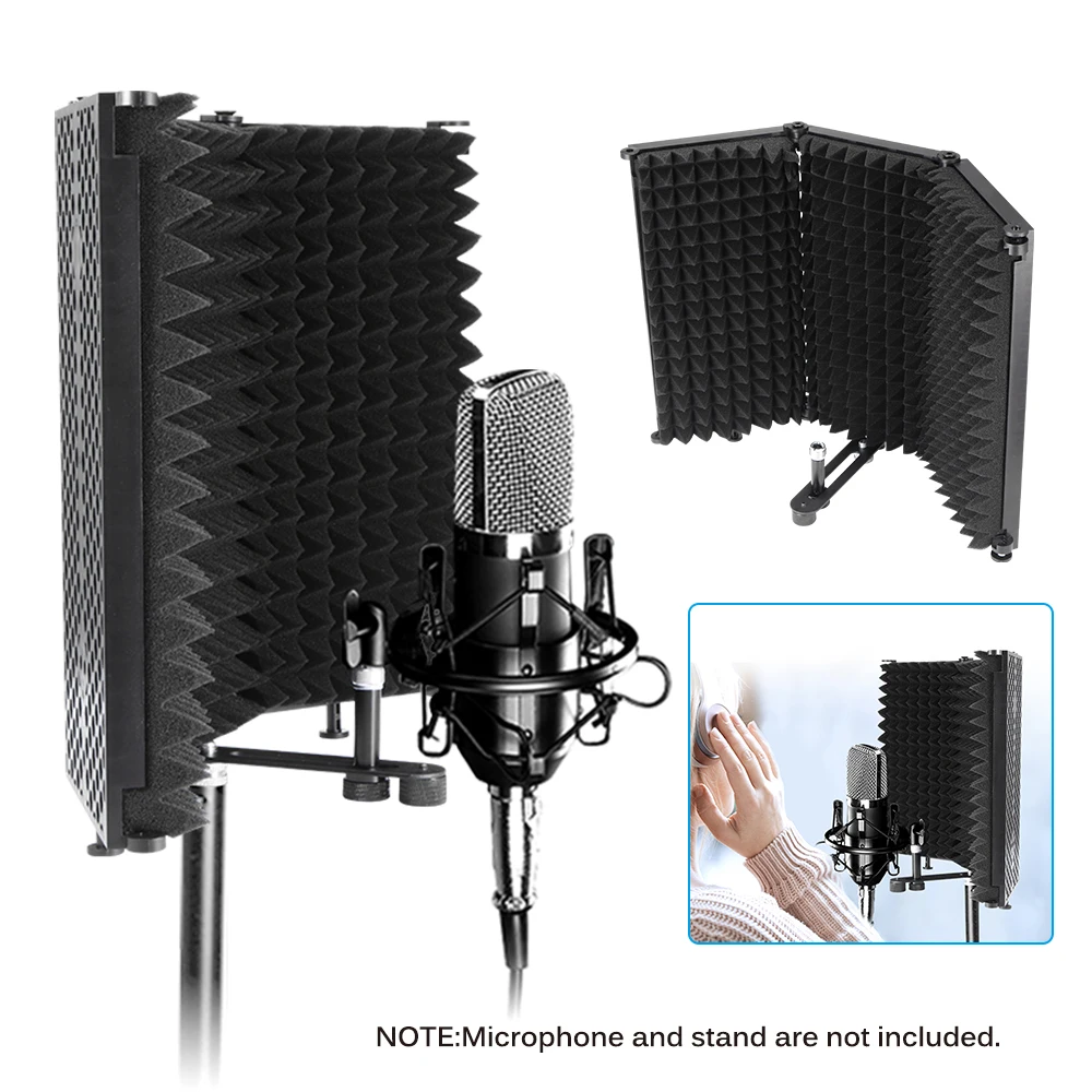 Foldable Studio Isolation Shield Steel Acoustic Foams Panel Recording Microphone Accessories Flexibility | Электроника