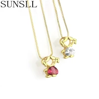 sunsll new design gold necklace copper cubic zirconia boy girl shape necklace for women necklace fashion jewelry pendant gift