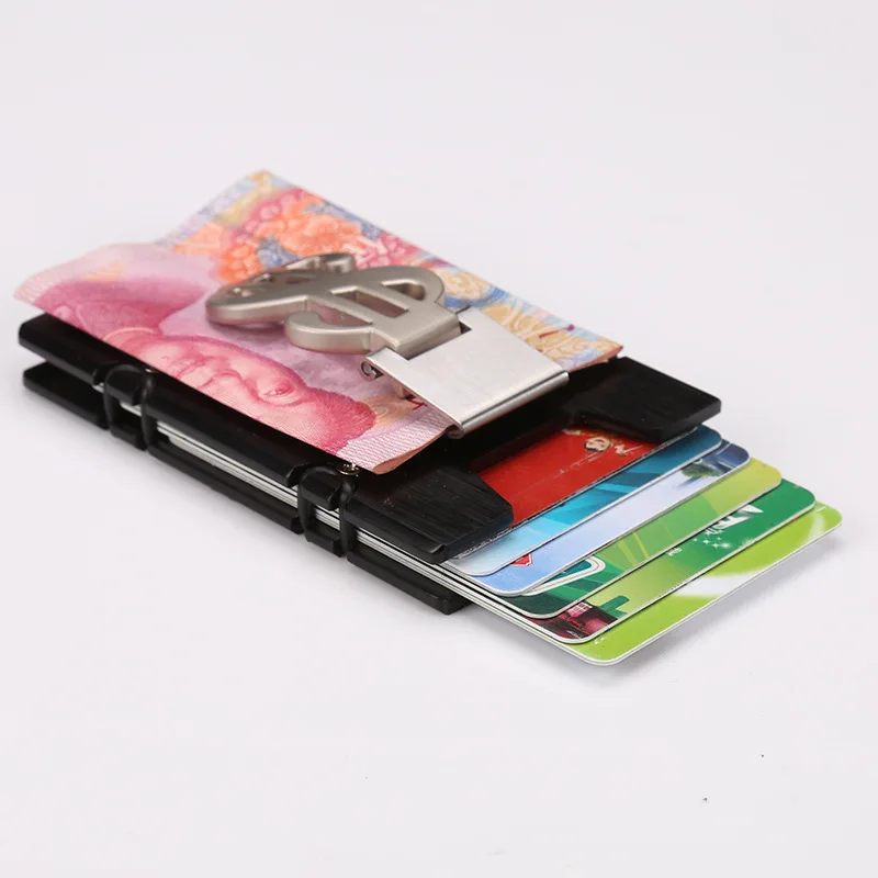 2019 New Mini Card Holder Wallet Aluminum Alloy Men Credit ID Card Case Small Thin Purse Metal Card Box with Dollar Clip