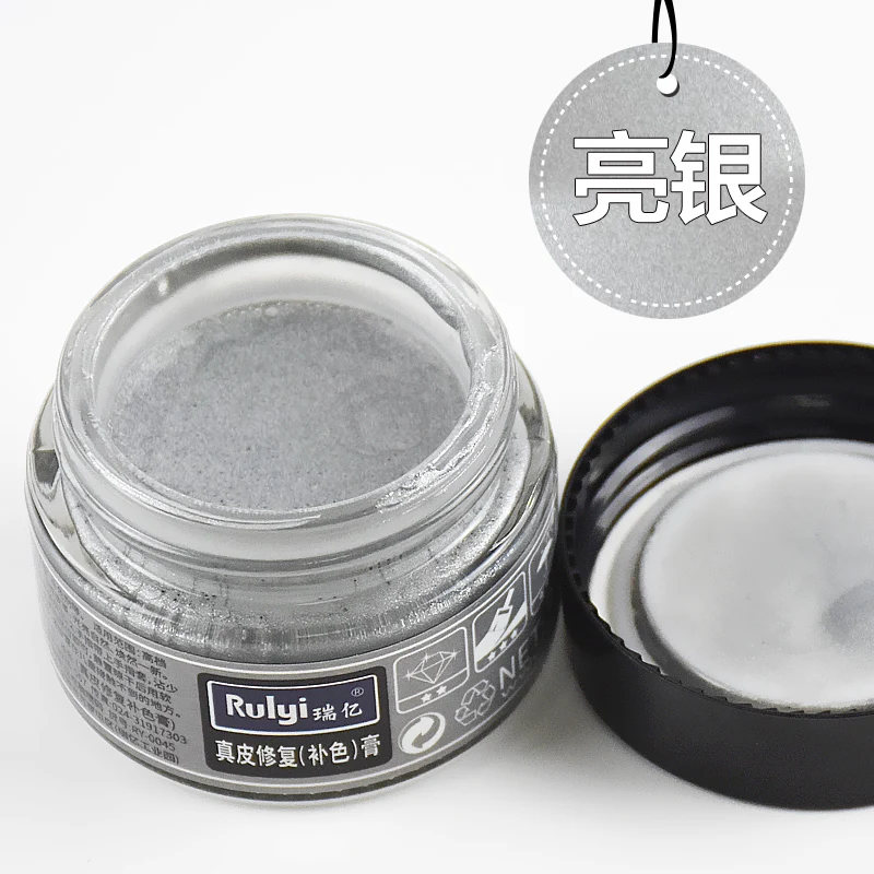 Bright silver Натуральная кожа краска для обуви сумка для одежды диван окрашивание краски агент ремонт царапин ремонт pastee 30 мл/бутылки инструменты - Цвет: Bright silver