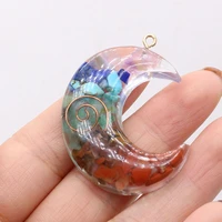 1pcs natural stone moon shape resin charms pendants for jewelry making diy necklace earrings women gifts size 33x45mm