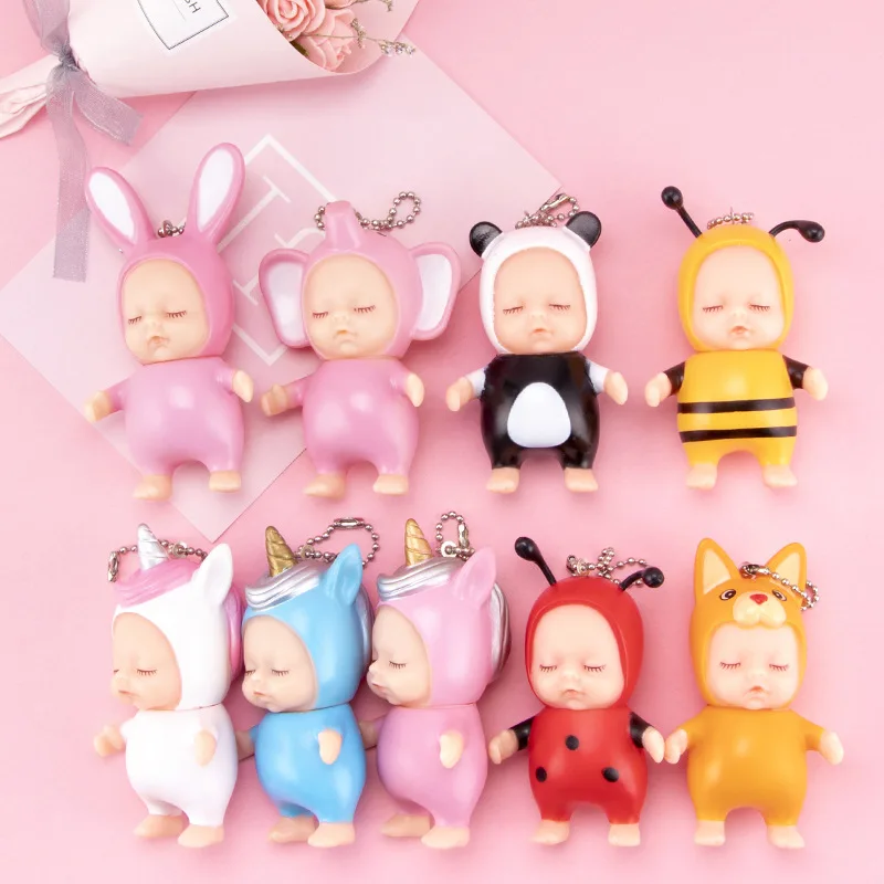 Модный милый брелок для ключей со спящей куклой мультяшный в форме пчелы кролика