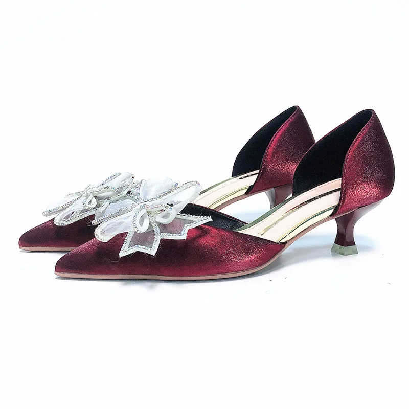 

2021 Retro Women Shoes High Heels Stiletto Lace-Up Sandals Ladies Slip On Branded Pumps Shallow Mouth Pointed Wedge Latest Fine