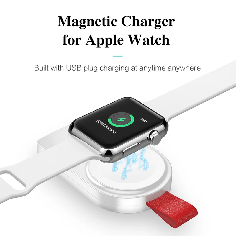 

Portable Wireless Charger for Apple Watch series 5 4 3 2 1 Portable USB charger handy Magnetic stand 2w input plug repair