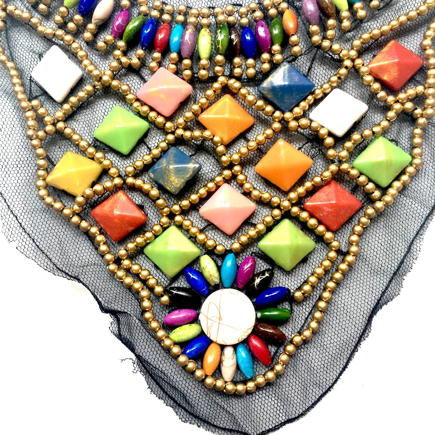 1 шт. расшиты разноцветными бусинами ручной работы с кружевом воротником