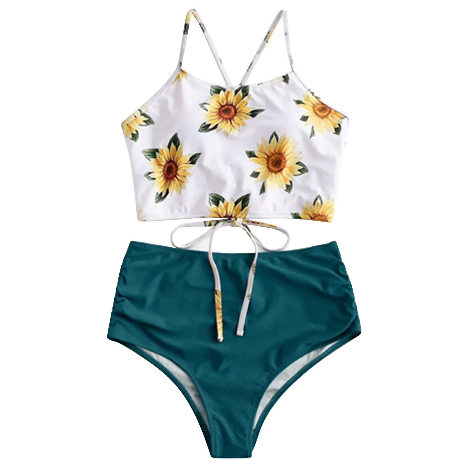 Женское летнее бикини разных цветов пикантное однотонное с высокой талией на