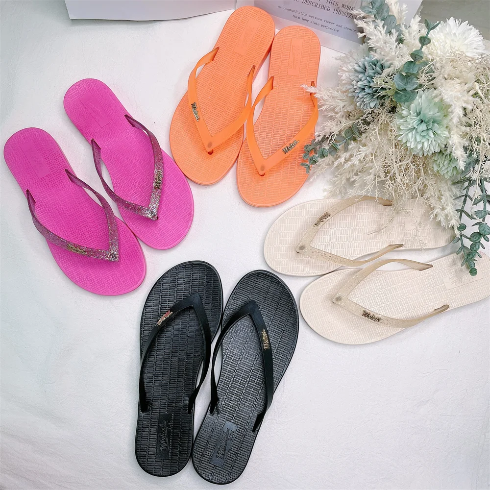 

Шлепанцы женские из ПВХ, мягкие повседневные сандалии, блестящие, цветные, SM074, 2022