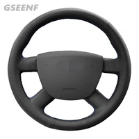 for ford kuga 2011 2008 focus 2 2005 2011 c max 2007 2010 transit car steering wheel cover wearable diy black genuine leather