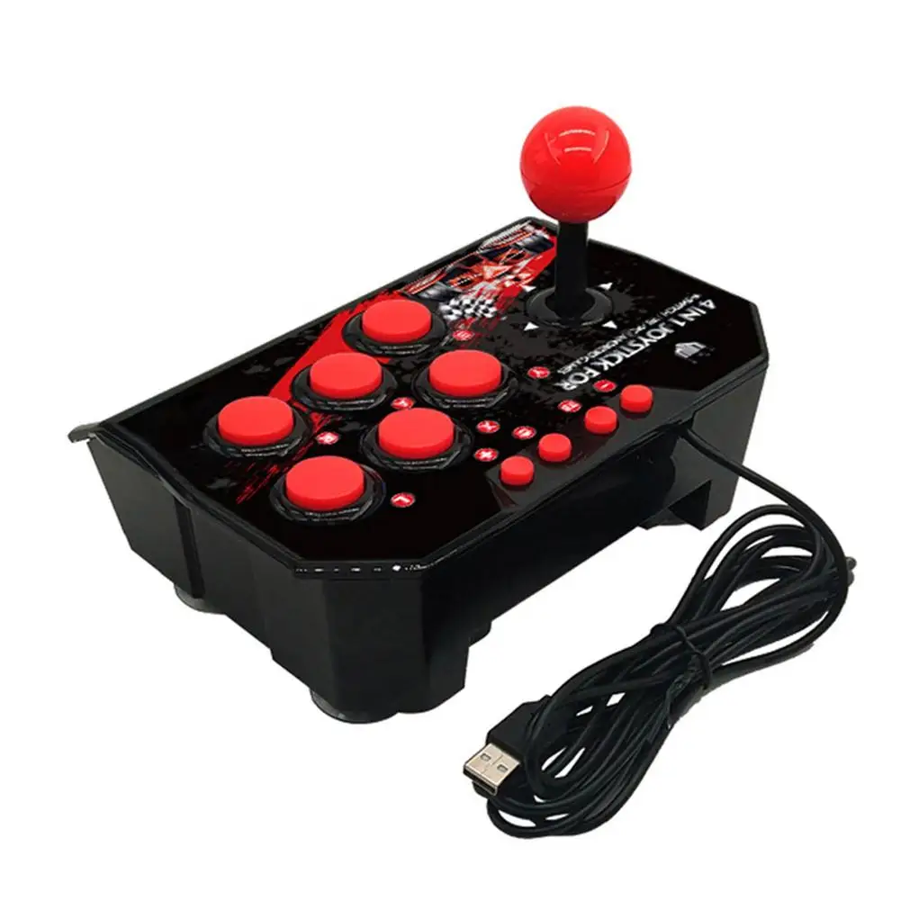 4-in-1 Retro Arcade Game Joystick Station USB C Wired Fighting Rocker Controller for N-Switch/forPS3/PC/Android Games Console