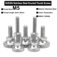 2pcs m5x6mm50mm sus304 stainless steel knurled thumb screws gb834 din464 high step head hand tighten thumb screw