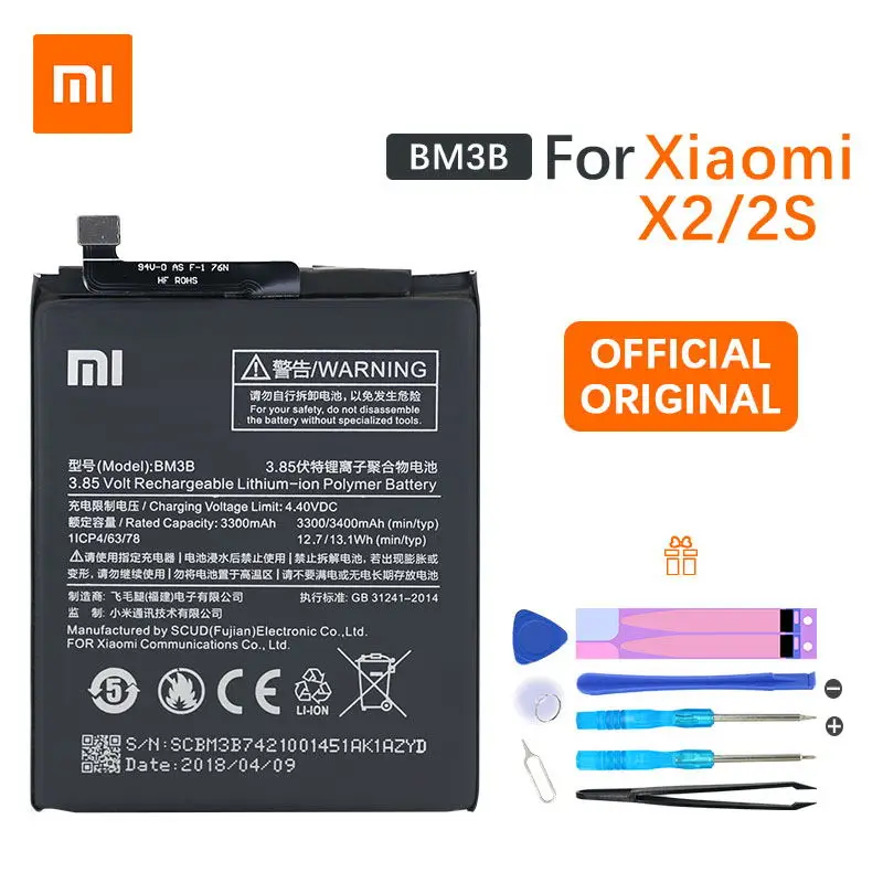 Оригинальный аккумулятор Xiaomi BM3B 3400 мАч для MIX 2 2S Высококачественный Сменный