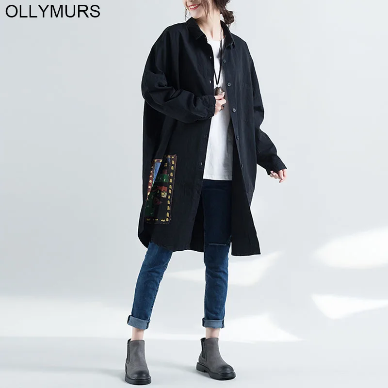 2019 New Women Plus Size Cartoon Print Shirt Blouse Cotton Oversize Batwing Vintage Long Cardigan Roupa Feminin 6XL | Женская одежда