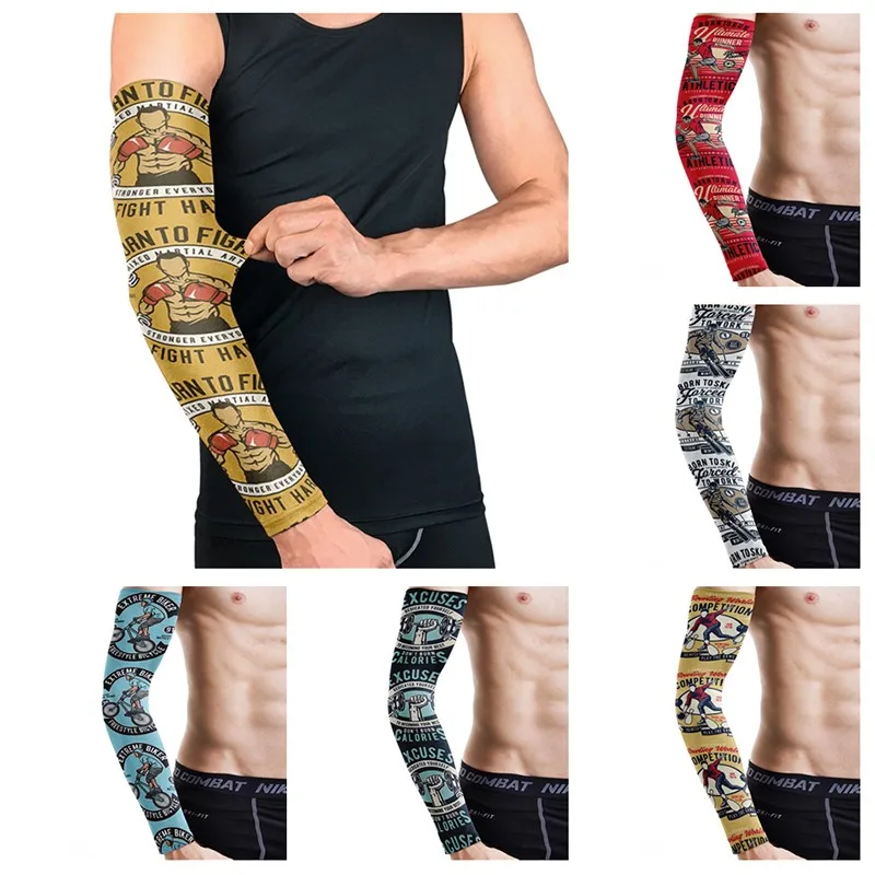 

3D Printed Sports Basketball Sun UV Sleeves Unisex Compression Breathable Armwarmers Outdoor Running Climbing Tattoo Arm Sleeves