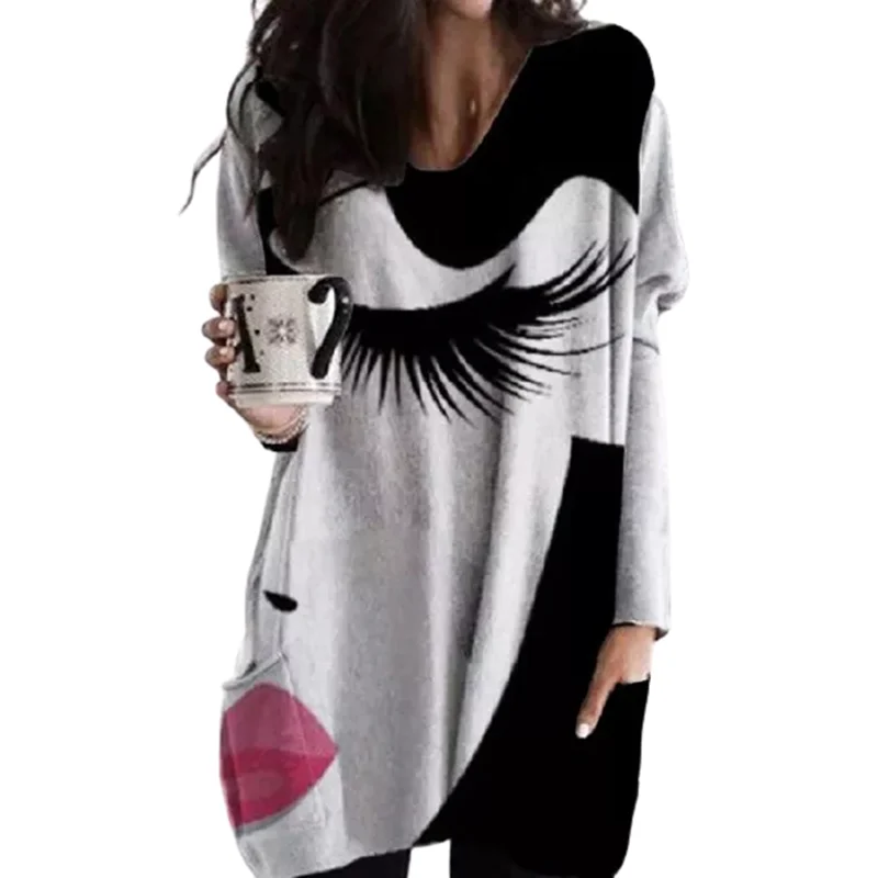 Женские футболки с принтом глаз и карманами новинка весны 2022 свободная