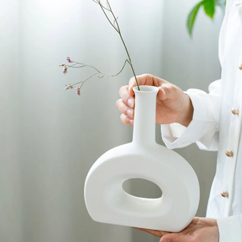 Керамические вазы для цветов украшения дома в скандинавском стиле белый горшок