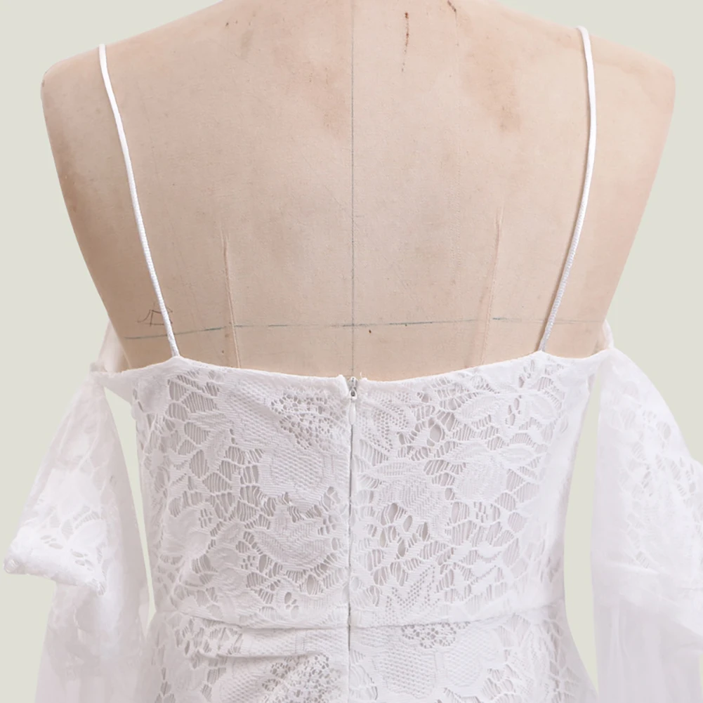

Women Sexy Off Shoulder Spaghetti Straps Lace Party Banquet Mini Bodycon Dress Elegant Mini Bandage Dress