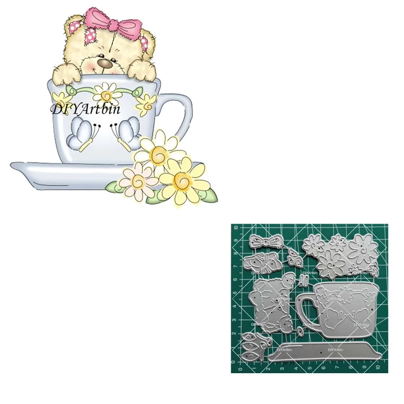 

Металлические Вырубные штампы с изображением весеннего медведя для скрапбукинга, рукоделия, вырезанные штампы для тиснения, трафарет для а...