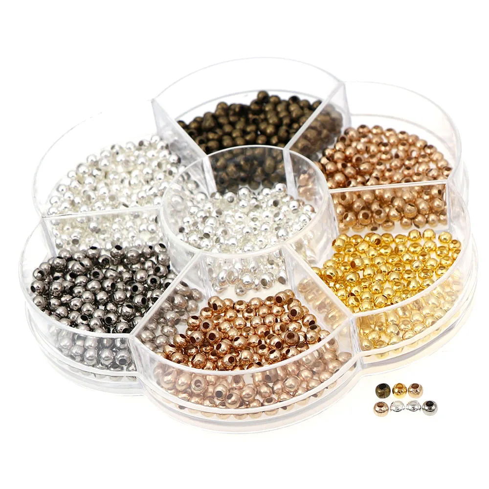 

1box 80g 3mm Iron Metal Spacer Beads Charm Round End Beads Jewelry Beads DIY Bracelet Necklace For Jewelry Making Accessorie