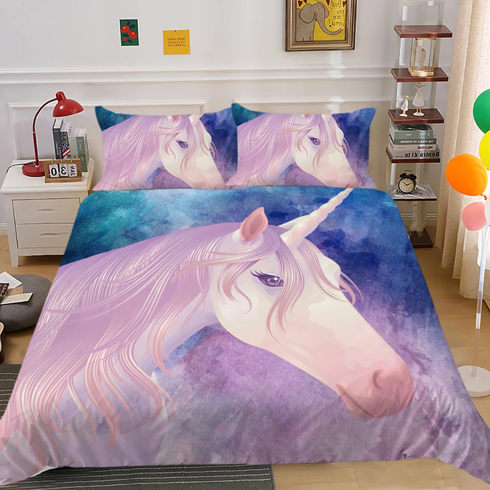 

3D Duvet Cover Set Unicorn Bedding Set Lovely Fashionable Girls Child Bedroom Decoration Home Textile