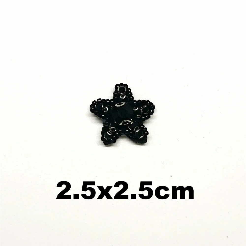 

DIY embroidery beaded black star embroideried patches for clothing QR-3318