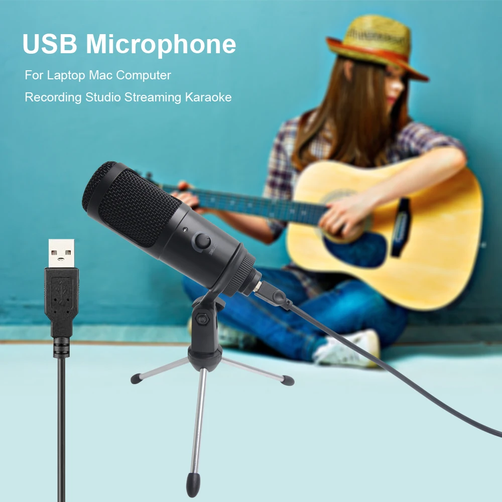 Металлический конденсаторный USB микрофон YTOM M1 16 бит для записи ПК ноутбука Windows