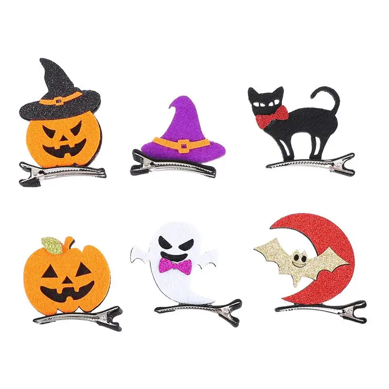 

12pcs Halloween Hair Clip Bat Ghost Funny Pumpkin Devil Headdress Hair Clip