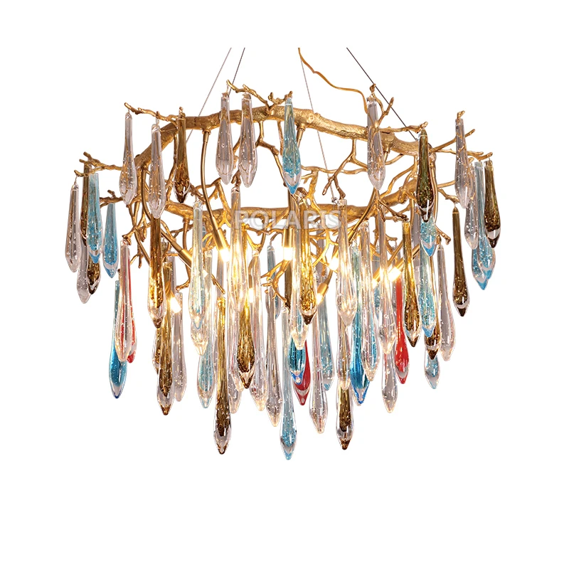 

Brass Chandelier Lighting LED Copper Chandeliers Glass Chandelier Lamp Staircase Copper Hanging Light for Living Dining Room