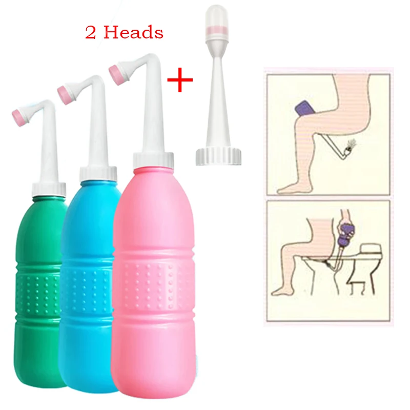 

2 Heads 500ml Portable Bidet Hand Held Sprayer Personal Anal Cleaner Hygiene Bottle Spray Washing for Hemorrhoids Perineum Butt