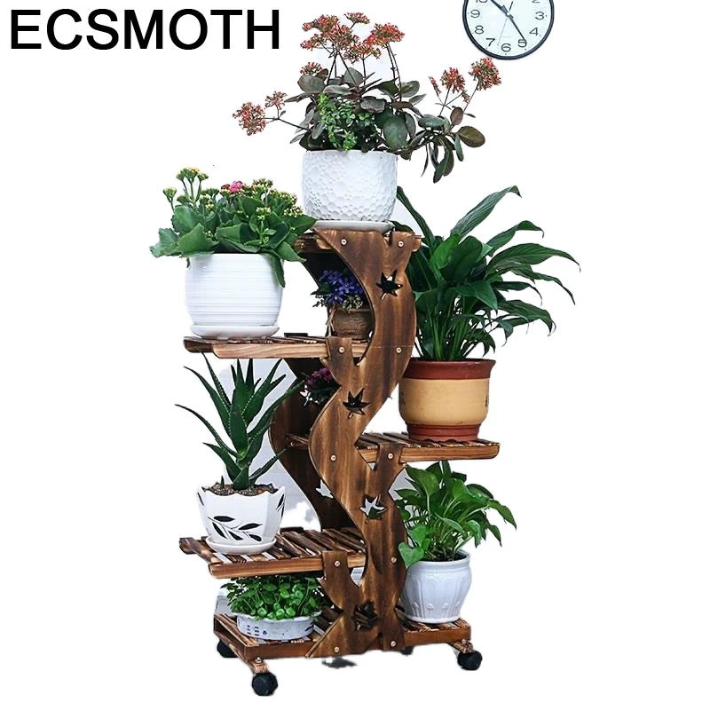 Стеллаж для горшков и цветов декоративная деревянная полка сада балкона|Полки