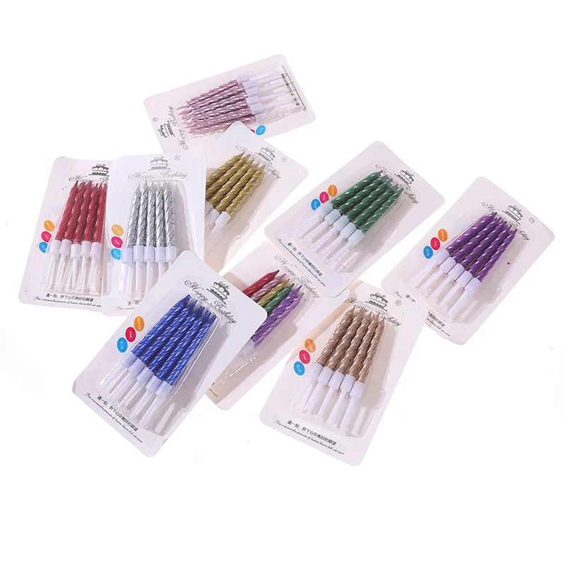 10 шт./компл. цветные свечи для дня рождения с подставкой торта товары вечерние