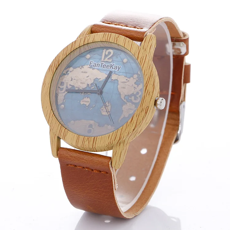 

Classic Blue Earth Pattern Wood Grain Watch Fashion Ultra-Thin Belt Fashion Quartz Watch gift