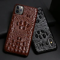 genuine leather phone case for iphone 12 mini 11 pro crocodile head texture for apple x 11 max xr 6 6s 7 8 plus se 2020 cover