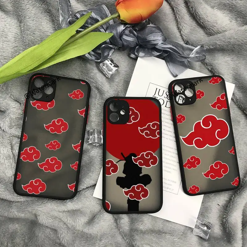 Чехол для телефона с аниме Akatsuki Cloud Icon IPhone 13 12 11 Pro Max Xs Xr X 7 8 Plus черный матовый