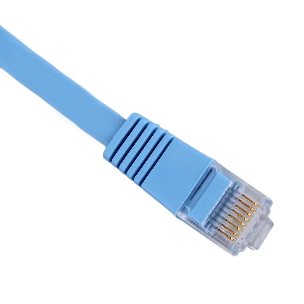 Плоский сетевой Ethernet патч кабель RJ45 CAT6 8P8C Lan различной длины 0 5 м/1 м/2 м/5 м/10 м синий